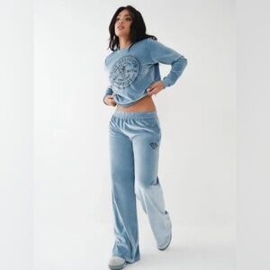 NWT Velour Puff Wide Leg Lounge Pant Soft Blue Size Medium Retail $109 SOLD OUT